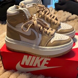Nike High-Top Sneakers in Beige and White